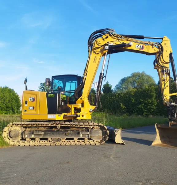 Robuster 10 t Kettenbagger CAT 309 ohne Rototilt – ideal für Abbruch, Stemmarbeiten oder Arbeiten mit Hydraulikhammer. CAT 309 CR VAB ohne Rototilt – 10 t Kettenbagger mieten für Abbrucharbeiten in Leibnitz